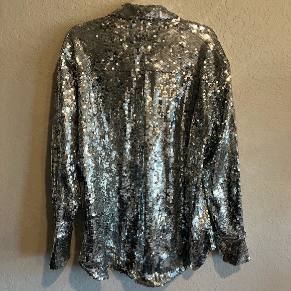NWT Good American Sequin Button Down Shirt - Picture 8 of 10